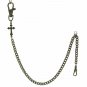 Pocket Watch Chain Antique Bronze Albert Chain CROSS Fob Swivel Clasp F177