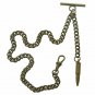 Albert Chain Pocket Watch Chain Bronze Tone Bullet Design Fob Swivel Clip T Bar
