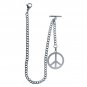 Albert Chain STEEL Pocket Watch Chain Men Fob Chain Steel Peace Sign Fob T-Bar