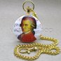 Mozart Memorial Quartz Watch Watch Gold Tone Enamel Cover Swivel Fob Chain C33