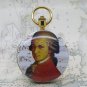 Mozart Memorial Quartz Watch Watch Gold Tone Enamel Cover Swivel Fob Chain C33