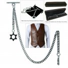 Albert Chain Silver Color Pocket Watch Fob Chain for Men T Bar Star Fob AC105 Albert Chain Silver Color Pocket Watch Fob Chain for Men T Bar Star Fob AC105