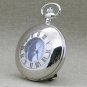 Silver Color Half Hunter Pocket Watch Brass Real Sun Moon Japan Movement P52PR