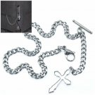 STEEL Albert Chain Pocket Watch Chain wholly steel Cross Fob T-Bar Lobster Clasp STEEL Albert Chain Pocket Watch Chain wholly steel Cross Fob T-Bar Lobster Clasp
