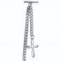 STEEL Albert Chain Pocket Watch Chain wholly steel Cross Fob T-Bar Lobster Clasp