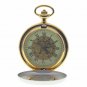 EURO Coin Pocket Watch Set Big 53 MM Men Gift Set Leather Pouch and Chain C38