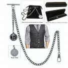 Albert Chain Silver Color Pocket Watch Fob Chain for Men Queen Coin Fob T Bar Albert Chain Silver Color Pocket Watch Fob Chain for Men Queen Coin Fob T Bar