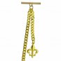 Albert Chain Pocket Watch Chain GOLD Tone Fleur de lis Fob T Bar Swivel Clip 183