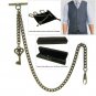 Albert Chain Pocket Watch Chain Antique Bronze Fob Chain with Key Fob T Bar AC16