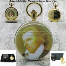 Germany Friedrich Schiller Pocket Watch 14K Gold Plating Brass Case on Fob Chain Germany Friedrich Schiller Pocket Watch 14K Gold Plating Brass Case on Fob Chain