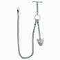 Albert Chain Pocket Watch Chain Silver Color 2 Ways Use Vest & Jean Fob T Bar
