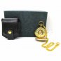 Friedrich Schiller 14K Gold Plating Pocket Watch 53 MM Leather Pouch + Fob Chain