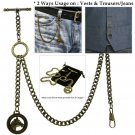 Albert Chain Pocket Watch Chain Bronze 2 Ways Vests & Jeans Horse Fob T Bar AT03