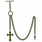 Albert Pocket Watch Chain Brass Color 2 Ways Vests & Jeans Cross Fob T Bar AT115