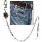 Pocket Watch Chain Albert Chain Silver Tone Brown Glass Stone Fob Swivel Clasp Pocket Watch Chain Albert Chain Silver Tone Brown Glass Stone Fob Swivel Clasp