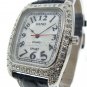 Women Jewelry Wrist Watch Silver Color Black Leather Strap Arabic Numbers 19A