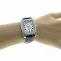 Women Jewelry Wrist Watch Silver Color Black Leather Strap Arabic Numbers 19A