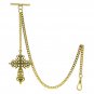 Albert Chain Pocket Watch Chain Gold Tone Cross Fob Chain T Bar Swivel Clip AC81