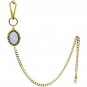 Pocket Watch Chain Albert Chain Gold Tone Mother of Pearl Fob Swivel Clasp F161