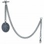 Albert Chain STEEL Pocket Watch Chain Men Fob Chain Steel Leaf Design Fob T-Bar