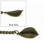 Albert Chain Pocket Watch Chain Bronze 2 Ways Vests & Jeans with Leaf Fob T Bar