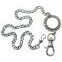 Silver Tone Pocket Watch Chain Albert Chain Mother of Pearl Fob Swivel Clasp 171