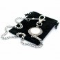 Silver Tone Pocket Watch Chain Albert Chain Mother of Pearl Fob Swivel Clasp 171