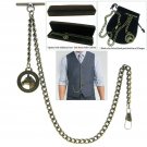 Albert Chain Pocket Watch Chain Bronze Fob Chain Horse Design Fob T Bar AC03 Albert Chain Pocket Watch Chain Bronze Fob Chain Horse Design Fob T Bar AC03