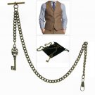 Albert Chain Pocket Watch Chain Bronze Men Fob Chain Key Style Fob T Bar A130