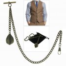Albert Chain Bronze Color Pocket Watch Chain Men Fob Chain T Bar Leaf Fob AC117 Albert Chain Bronze Color Pocket Watch Chain Men Fob Chain T Bar Leaf Fob AC117