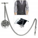 Albert Chain Pocket Watch Chain Silver Color Fob Chain Life Tree Fob T Bar AC126