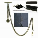 Albert Chain Pocket Watch Chain Bronze Color Fob Chain T Bar Crown Medal Fob A37
