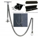 Albert Chain Silver Color Pocket Watch Chain for Men Fleur-de-lis Fob T Bar AC68