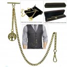 Albert Chain Gold Color Pocket Watch Chain Fob Chain T Bar Life Tree Fob AC103