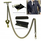 Albert Chain Bronze Pocket Watch Chain Fob Chain for Men Key Design Fob T Bar 18
