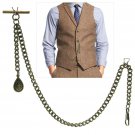 Albert Chain Pocket Watch Chain Antique Bronze Tear Drop Shape Fob T Bar AC147 Albert Chain Pocket Watch Chain Antique Bronze Tear Drop Shape Fob T Bar AC147