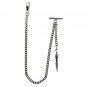 Albert Chain Silver Pocket Watch Chain for Men with Vintage Spear Fob T Bar A124