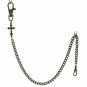 Pocket Watch Chain Bronze Albert Chain with Vintage CROSS Fob Swivel Clasp F177