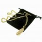 Albert Chain Gold Color Pocket Watch Chain for Men with Feather Fob T Bar AC119