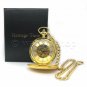 Gold Double Hunter Mechanical Pocket Watch Big 50 mm for Men with Fob Chain C25
