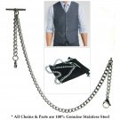 Stainless Steel Albert Chain Pocket Watch Chain for Men Lobster Clasp T-Bar 01 Stainless Steel Albert Chain Pocket Watch Chain for Men Lobster Clasp T-Bar 01
