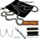 Black Double Albert Chain Pocket Watch Chain T Bar Lobster Clasp Swivel Clasps Black Double Albert Chain Pocket Watch Chain T Bar Lobster Clasp Swivel Clasps