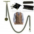 Albert Chain Bronze Pocket Watch Chain for Men Vintage Mini French Coin Medal 46