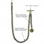 Albert Chain Bronze Pocket Watch Chain for Men Vintage Mini French Coin Medal 46