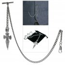 Albert Chain Silver Color Pocket Watch Chain for Men Swivel Clasp T Bar  AC34 