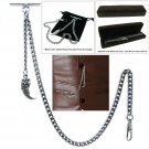 Albert Chain Silver Pocket Watch Chain for Men with Animal Tooth Design Fob AC64