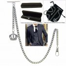 Albert Chain Silver Color Pocket Watch Chain for Men Crown Design Fob T Bar AC04 Albert Chain Silver Color Pocket Watch Chain for Men Crown Design Fob T Bar AC04