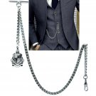 Albert Pocket Silver Pocket Watch Chain for Men Crest Shield Design Fob AC58