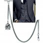 Albert Pocket Silver Pocket Watch Chain for Men Crest Shield Design Fob AC58