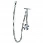 Pocket Watch Chain Silver Albert Chain for Men Four-Leaf Clover Fob T Bar AC132